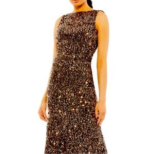 MacDuggal 26331 Black and Gold sequined formal gown, Size 4. New, never worn.